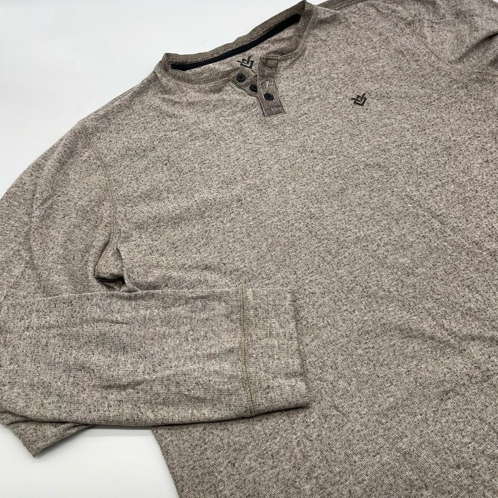 Veece Mens Sz‎ Large Henly Style Long Sleeve Cotton Blend Brown Shirt